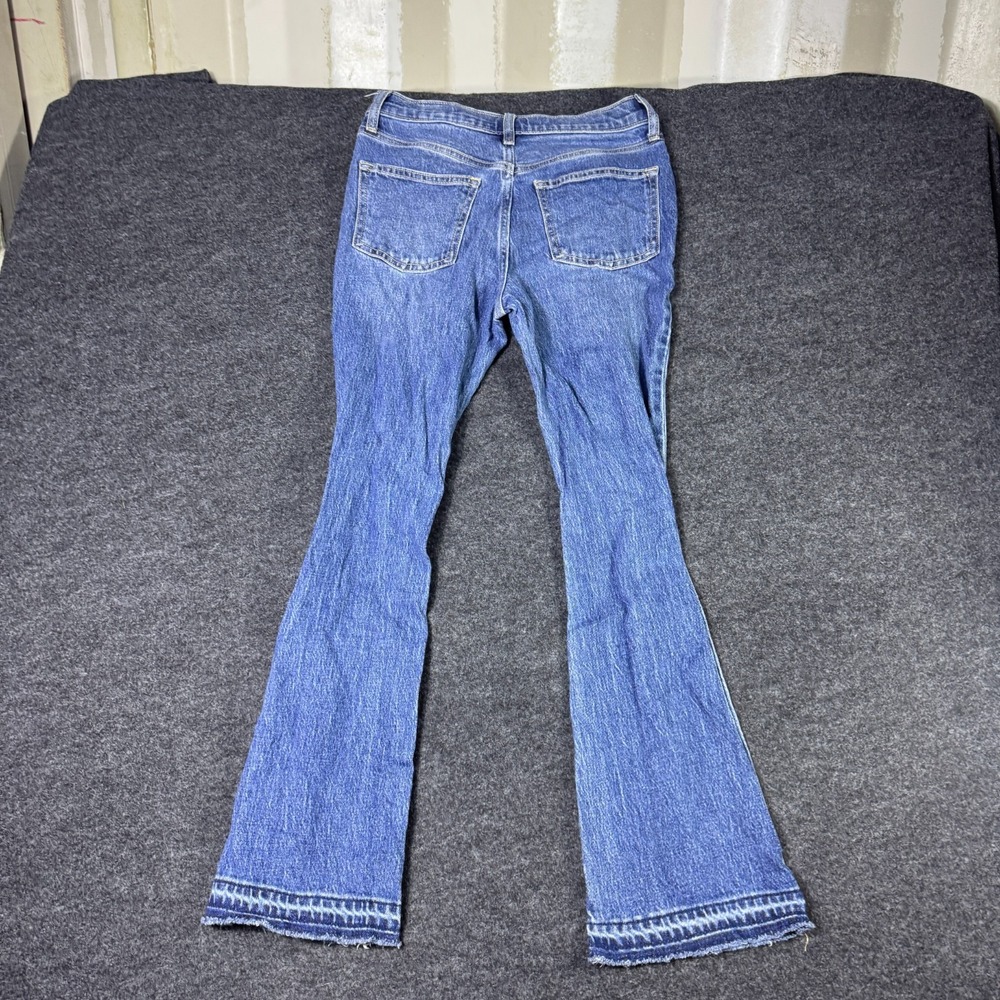 Old Navy High Rise Flare Jeans Womens 14 Blue Denim Cotton Stretch Distressed